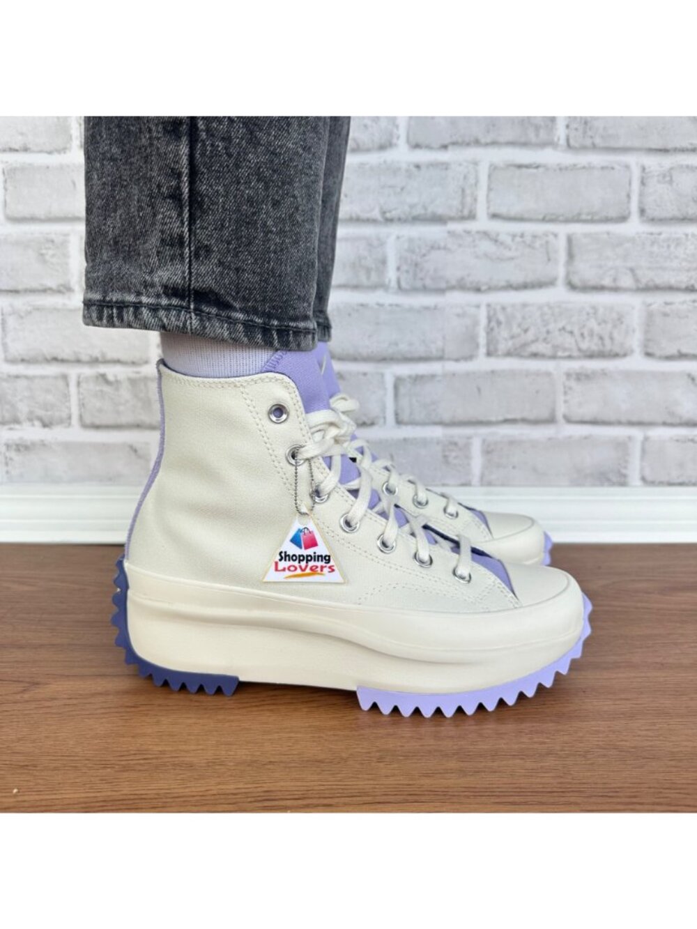 ⭐Converse Run Star Hike Hi Platform 7.5 Women Shoes Sneakes Beige Purple A16188C - Picture 2 of 14